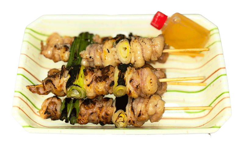 若鶏皮ねぎ串塩焼